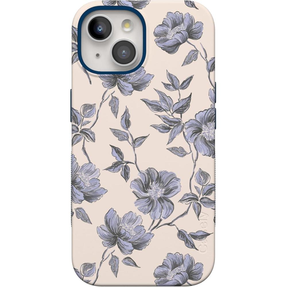 imageCasely iPhone 15 Case  Be Mine  Tiny Hearts  Bold Protective Design  Compatible with MagSafeInk  Iris  Vintage Floral