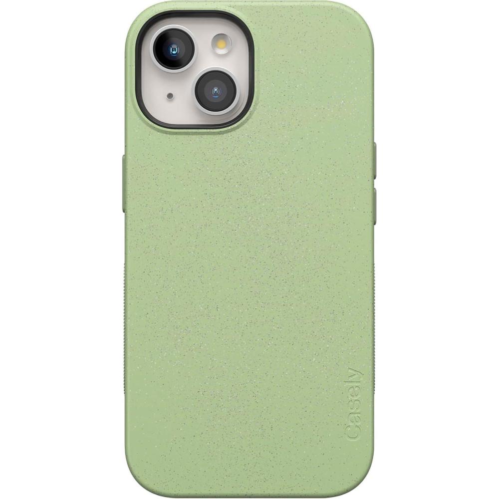 imageCasely iPhone 15 Case  Be Mine  Tiny Hearts  Bold Protective Design  Compatible with MagSafeKiwi Kiss  Matcha Green Shimmer Glitter