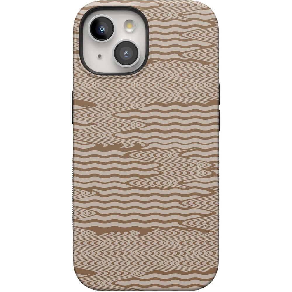 imageCasely iPhone 15 Case  Be Mine  Tiny Hearts  Bold Protective Design  Compatible with MagSafeMocha Ripple  Brown Waves Case