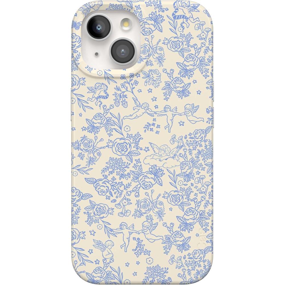 imageCasely iPhone 15 Case  Falling for You  Plum Floral  Compatible with MagSafe  Classic Ultra Slim DesignCupids Canvas  Periwinkle Floral