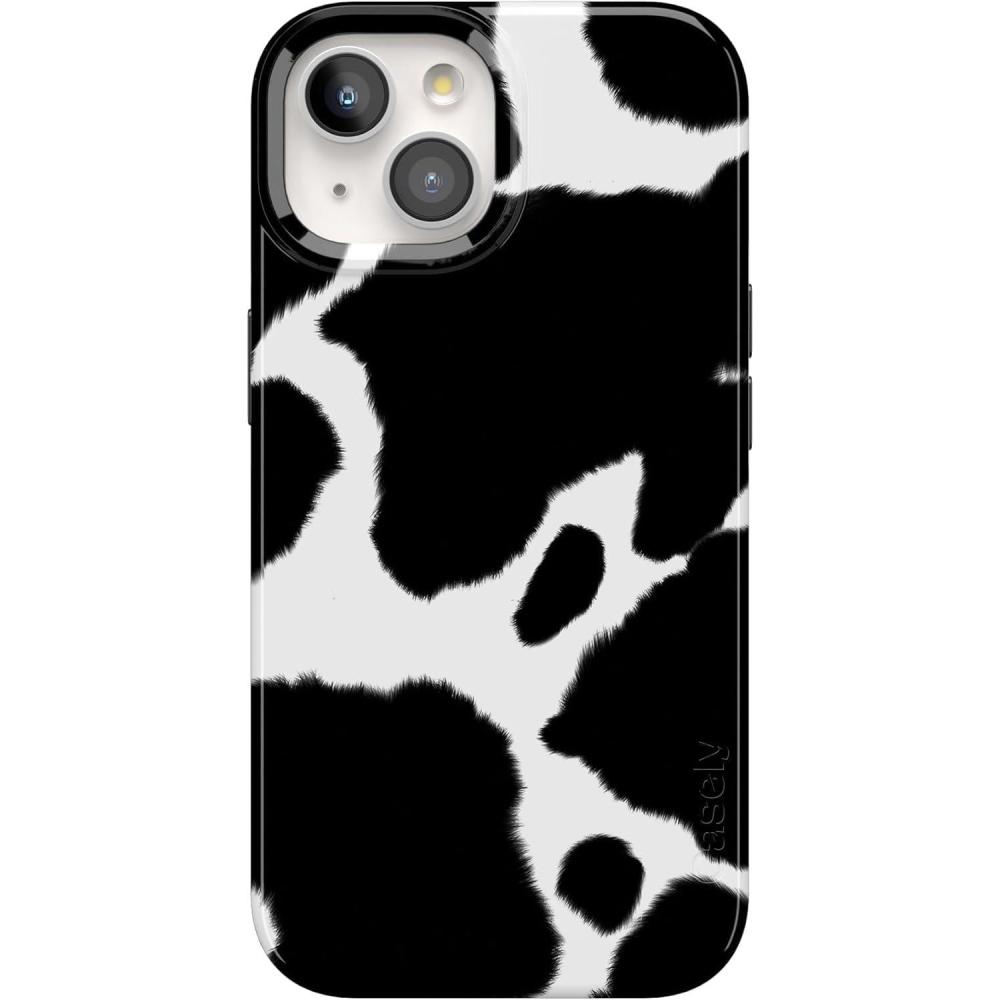 imageCasely iPhone 15 Case  Falling for You  Plum Floral  Compatible with MagSafe  Classic Ultra Slim DesignCurrent MOOd  Cow Print