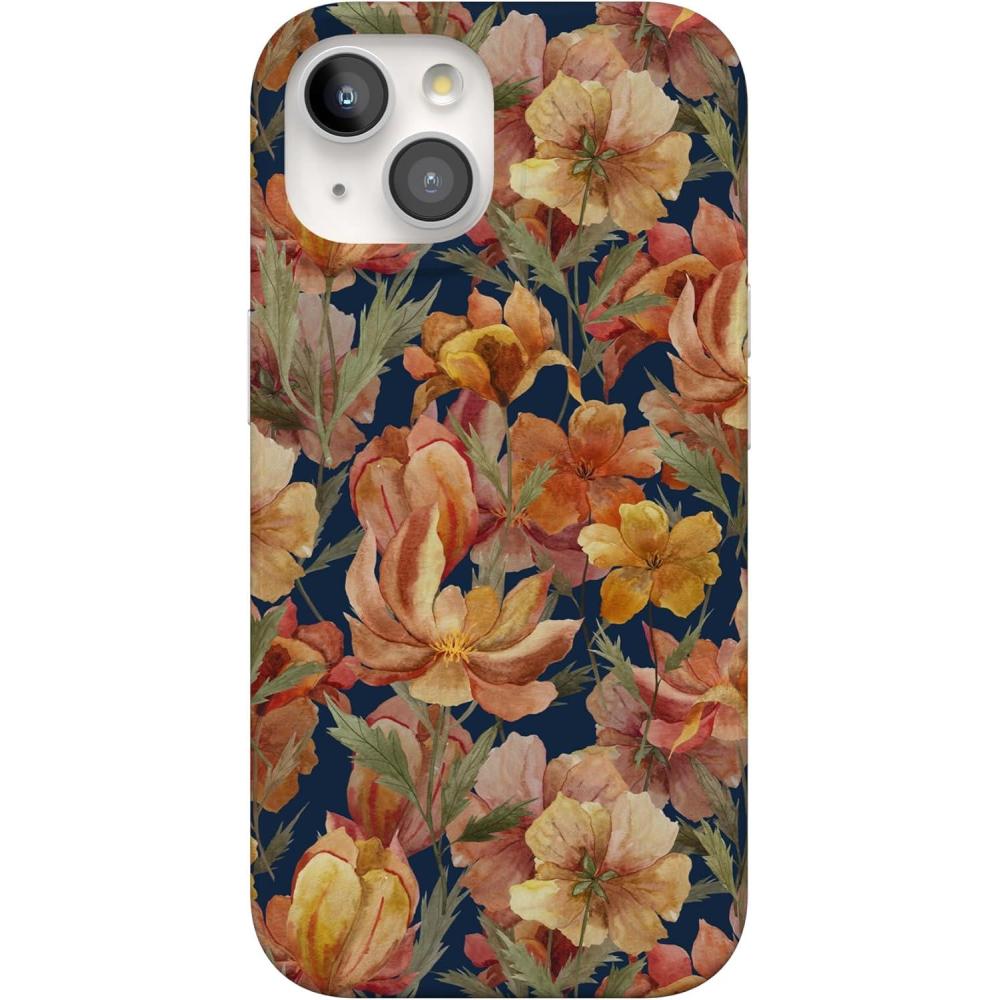 imageCasely iPhone 15 Case  Falling for You  Plum Floral  Compatible with MagSafe  Classic Ultra Slim DesignFallen Gold  Antique Floral