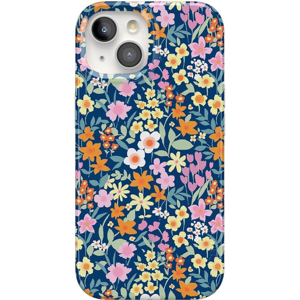 imageCasely iPhone 15 Case  Falling for You  Plum Floral  Compatible with MagSafe  Classic Ultra Slim DesignFull Bloom  Navy Floral