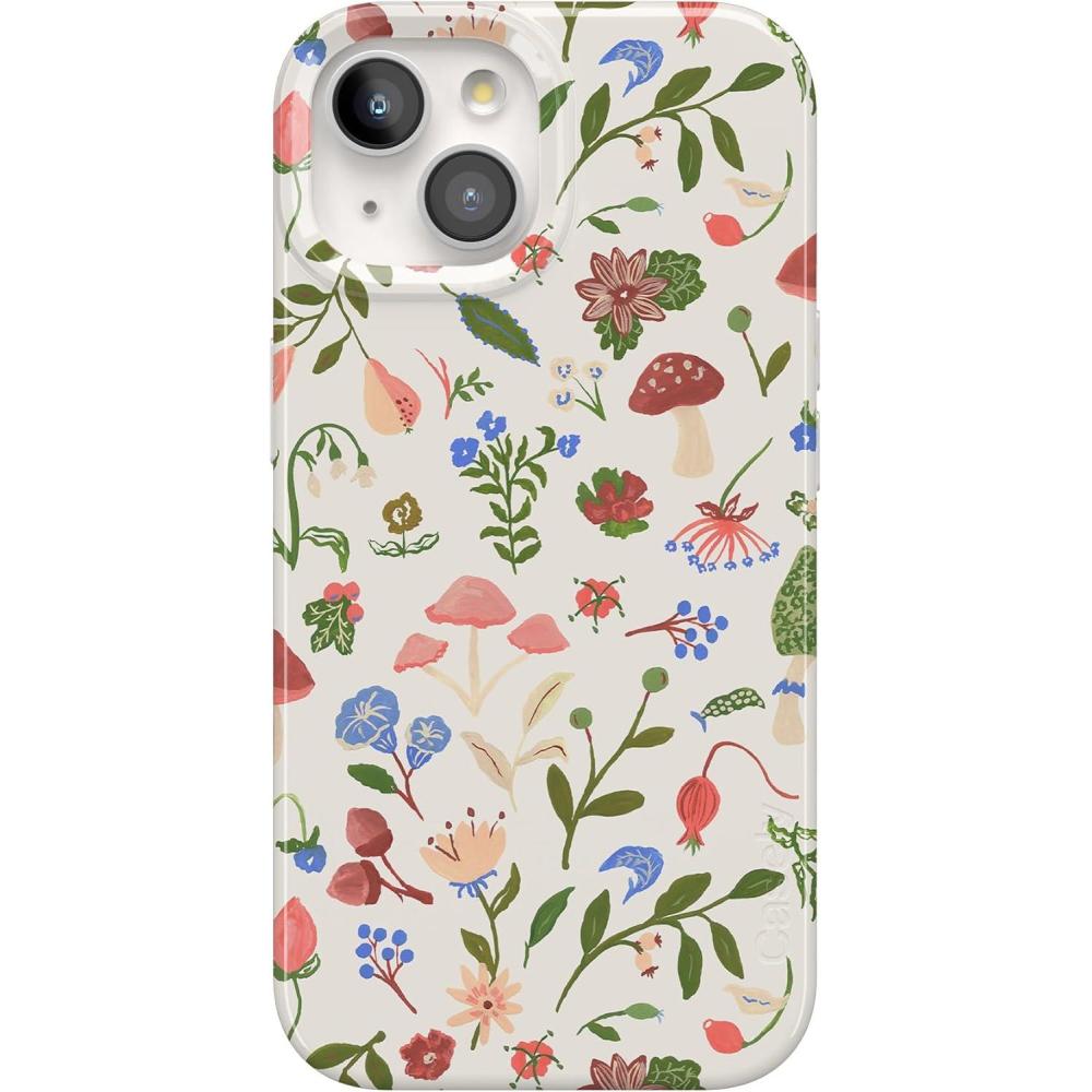 imageCasely iPhone 15 Case  Falling for You  Plum Floral  Compatible with MagSafe  Classic Ultra Slim DesignGarden Party  Mushroom Floral