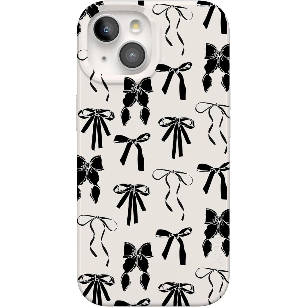 imageCasely iPhone 15 Case  Falling for You  Plum Floral  Compatible with MagSafe  Classic Ultra Slim DesignGoth Girlie  Black Bows