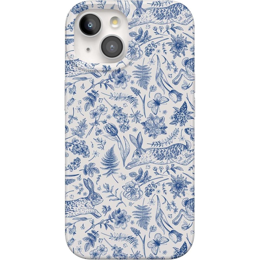 imageCasely iPhone 15 Case  Falling for You  Plum Floral  Compatible with MagSafe  Classic Ultra Slim DesignHop  Bloom  Bunny Toile