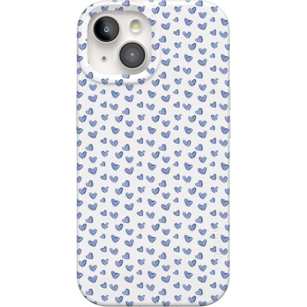 imageCasely iPhone 15 Case  Falling for You  Plum Floral  Compatible with MagSafe  Classic Ultra Slim DesignLovebug  Blue Hearts