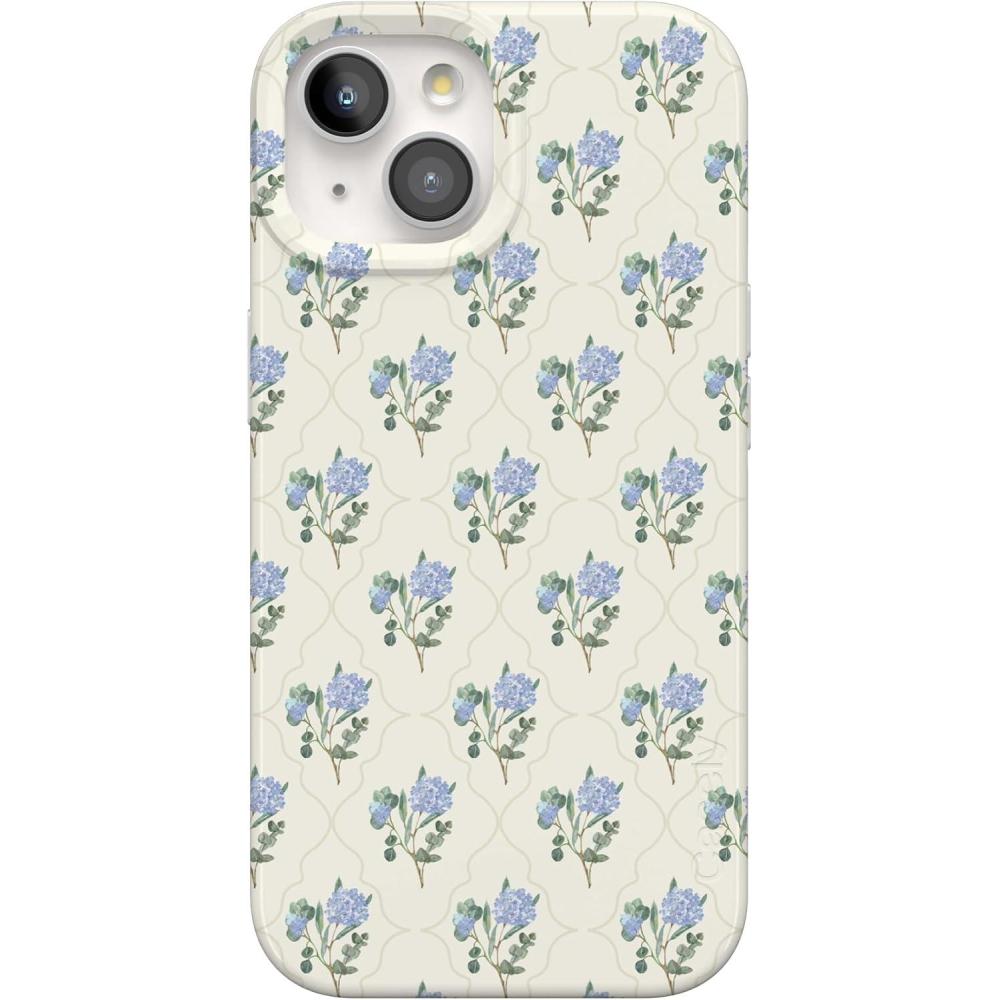 imageCasely iPhone 15 Case  Falling for You  Plum Floral  Compatible with MagSafe  Classic Ultra Slim DesignVintage Garden  Blue Hydrangea