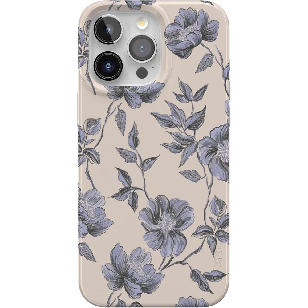 imageCasely iPhone 15 Pro Case  Mocha Ripple  Brown Waves  Compatible with MagSafe  Classic Ultra Slim DesignInk  Iris  Vintage Floral