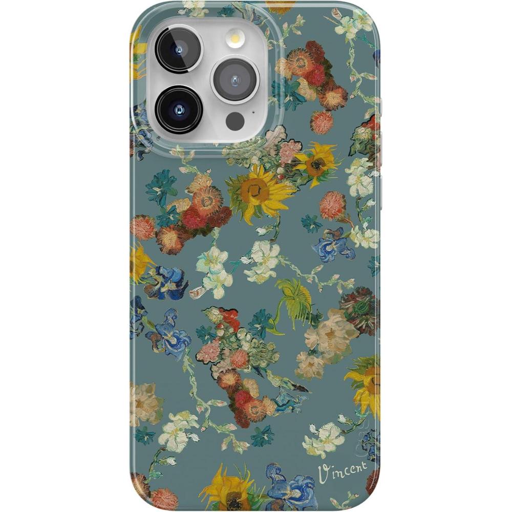 imageCasely iPhone 15 Pro Case  Mocha Ripple  Brown Waves  Compatible with MagSafe  Classic Ultra Slim DesignVan Gogh  All Flowers  50th Anniversary