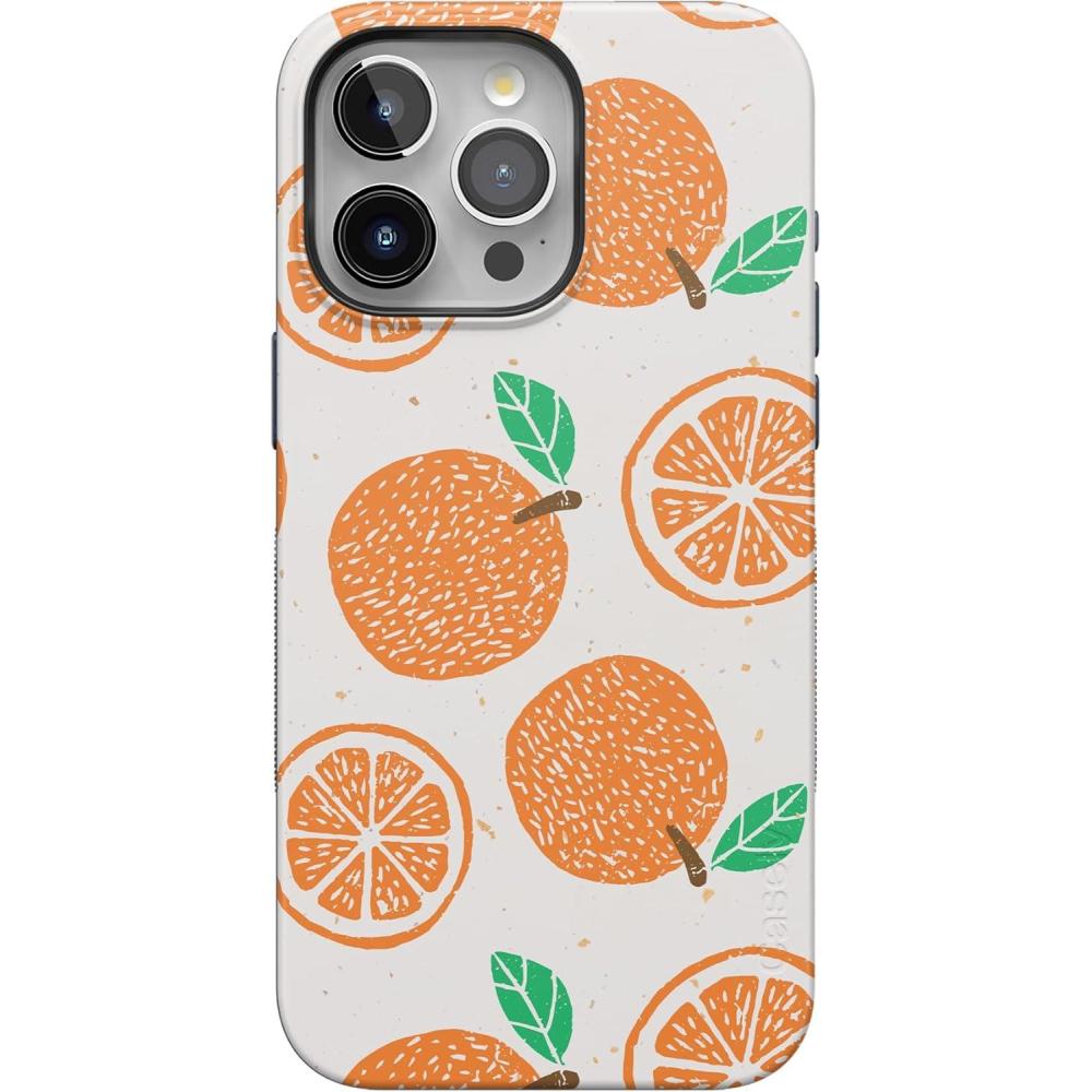 imageCasely iPhone 15 Pro Max Case  Kiwi Kiss  Matcha Green Shimmer Glitter  Bold Protective Design  Compatible with MagSafeMain Squeeze  Orange Stamped