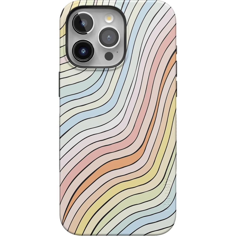 imageCasely iPhone 15 Pro Max Case  Kiwi Kiss  Matcha Green Shimmer Glitter  Bold Protective Design  Compatible with MagSafeRide The Wave  Pastel Rainbow Lined