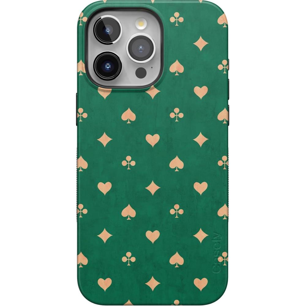 imageCasely iPhone 15 Pro Max Case  Kiwi Kiss  Matcha Green Shimmer Glitter  Bold Protective Design  Compatible with MagSafeRoyal Flush  French Deck