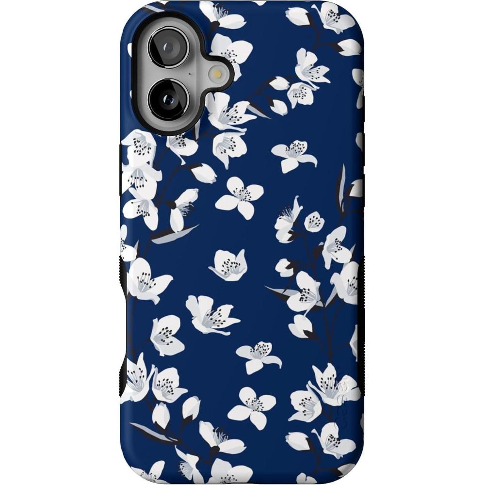 imageCasely iPhone 16 Case  Botanical Blooms  Floral Patchwork  Compatible with MagSafe  Bold Protective DesignFloral Forest  Navy Cherry Blossom