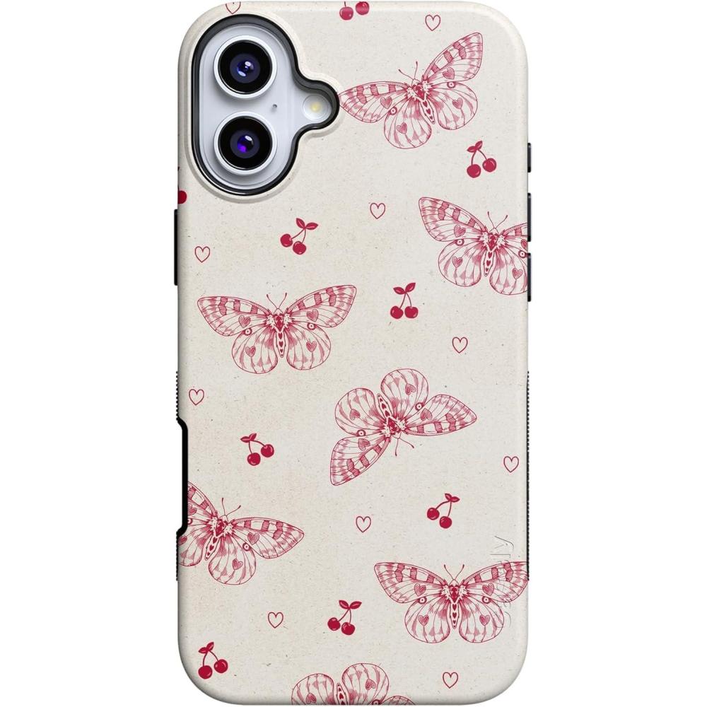 imageCasely iPhone 16 Case  Botanical Blooms  Floral Patchwork  Compatible with MagSafe  Bold Protective DesignHeart Flutters  Butterfly