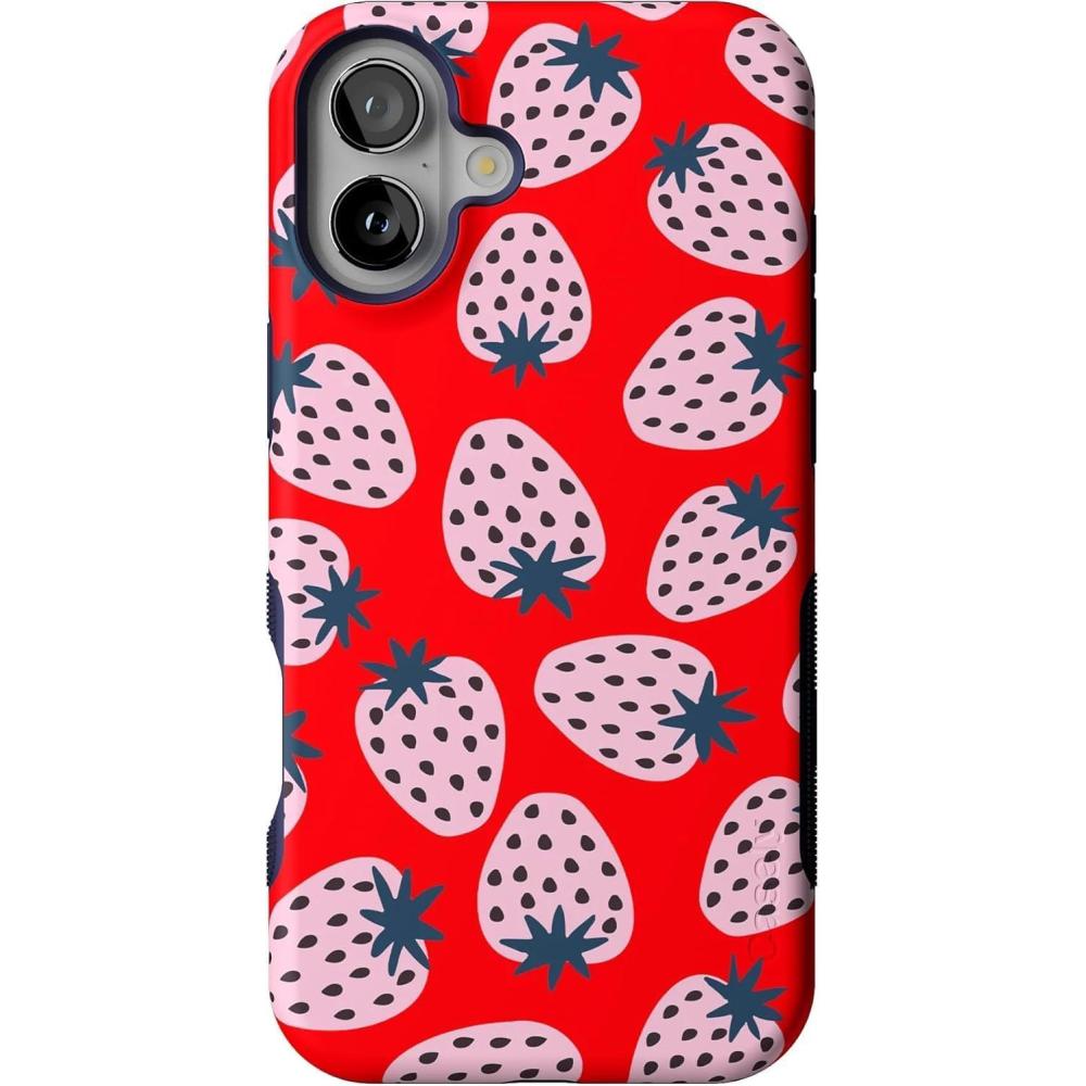 imageCasely iPhone 16 Case  Botanical Blooms  Floral Patchwork  Compatible with MagSafe  Bold Protective DesignId Pick You  Red Strawberry
