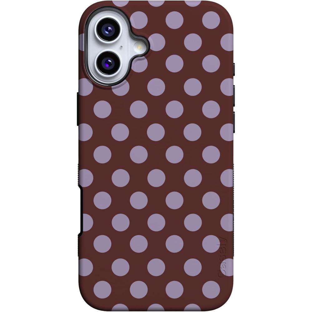 imageCasely iPhone 16 Case  Botanical Blooms  Floral Patchwork  Compatible with MagSafe  Bold Protective DesignSpotted in SoHo  Burgundy Polka Dot