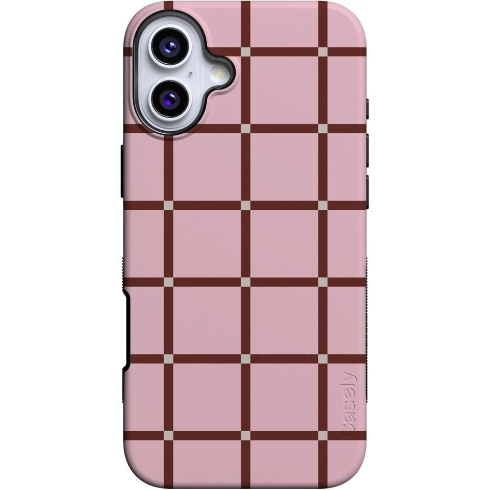 imageCasely iPhone 16 Case  Botanical Blooms  Floral Patchwork  Compatible with MagSafe  Bold Protective DesignUptown Gridlock  Pink Checkerboard