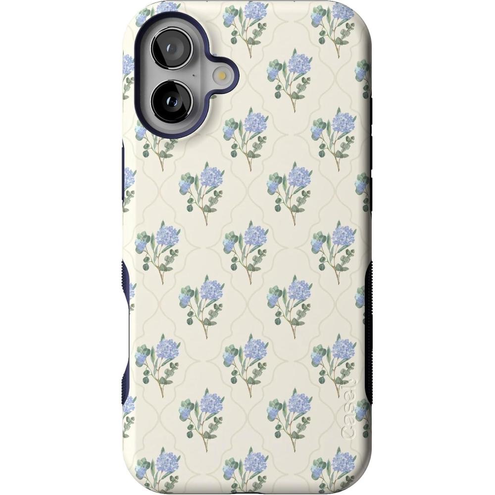 imageCasely iPhone 16 Case  Botanical Blooms  Floral Patchwork  Compatible with MagSafe  Bold Protective DesignVintage Garden  Blue Hydrangea