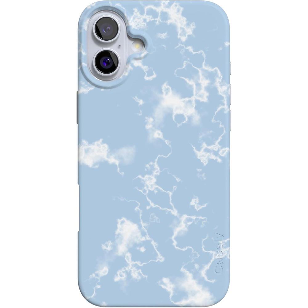 imageCasely iPhone 16 Case  Van Gogh  Head of a Skeleton with a Burning Cigarette Phone  Classic UltraSlim Design  Compatible with MagSafeLight Blue Skies  Marble Clouds