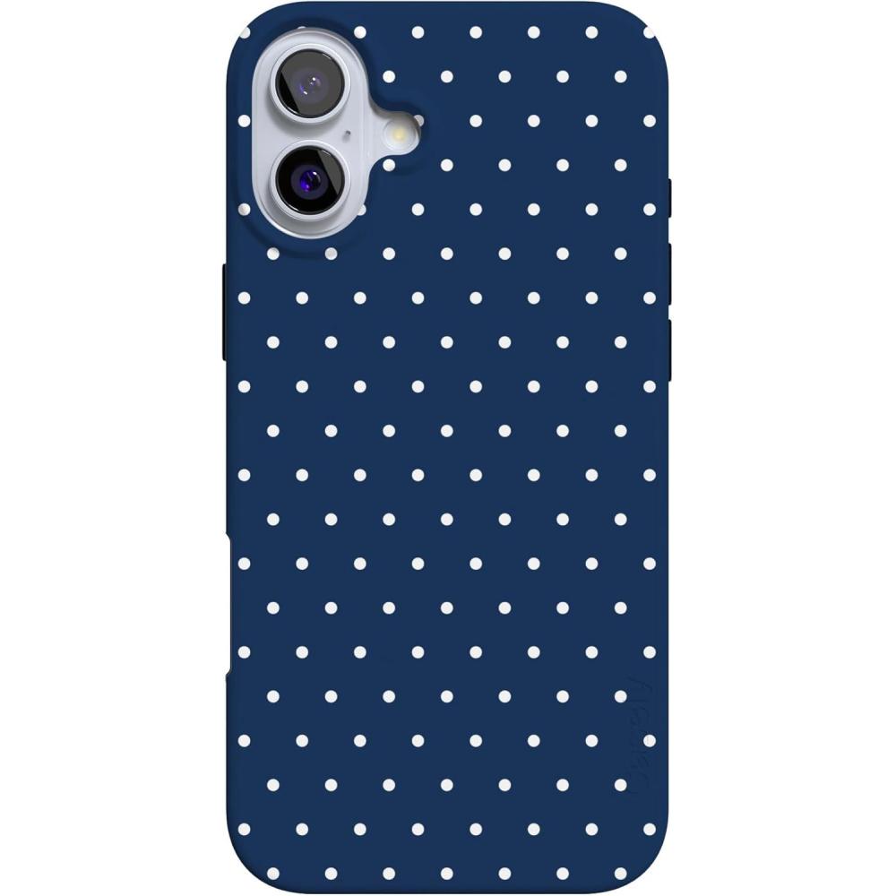 imageCasely iPhone 16 Case  Van Gogh  Head of a Skeleton with a Burning Cigarette Phone  Classic UltraSlim Design  Compatible with MagSafeOn the Dot  Navy Polka Dot