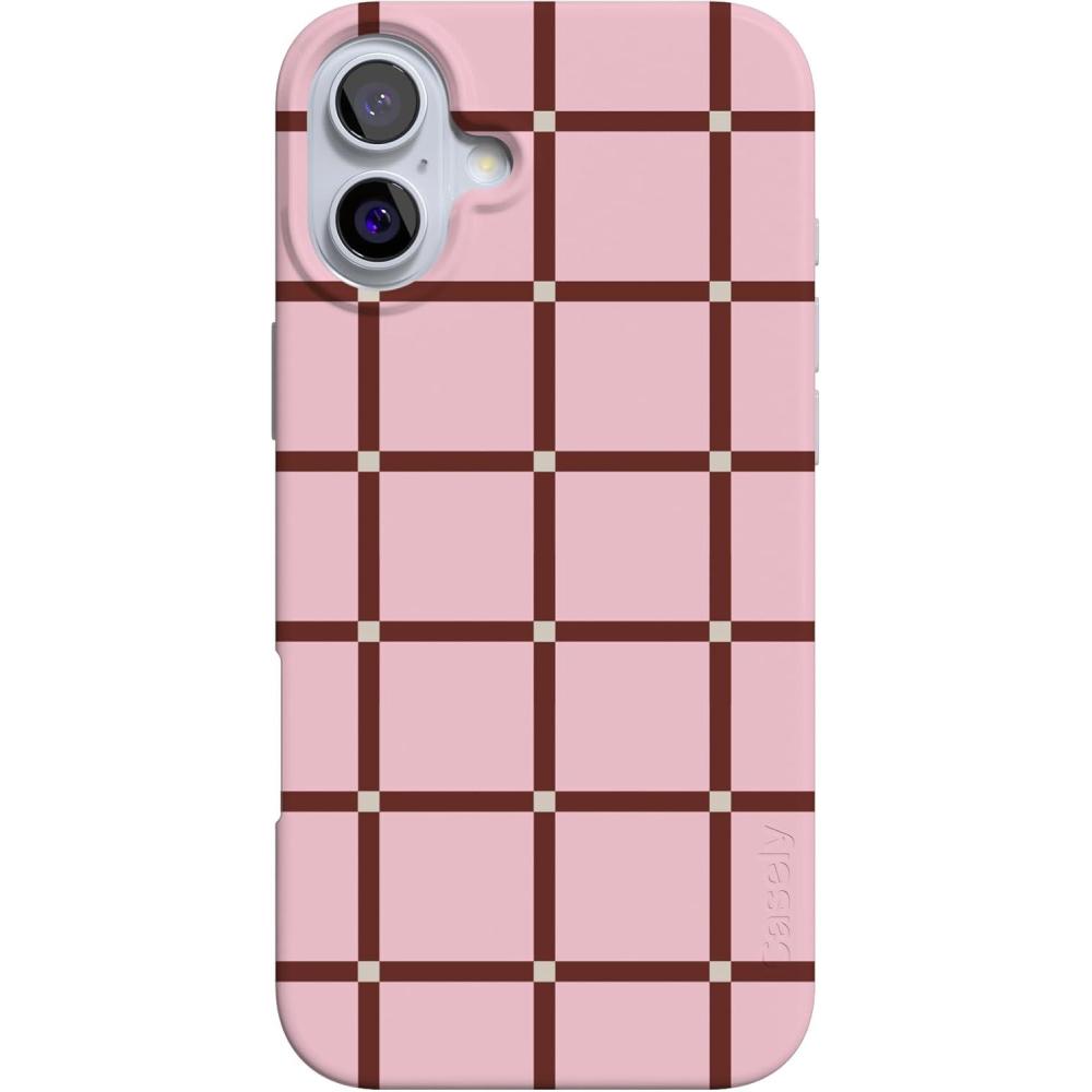 imageCasely iPhone 16 Case  Van Gogh  Head of a Skeleton with a Burning Cigarette Phone  Classic UltraSlim Design  Compatible with MagSafeUptown Gridlock  Pink Checkerboard