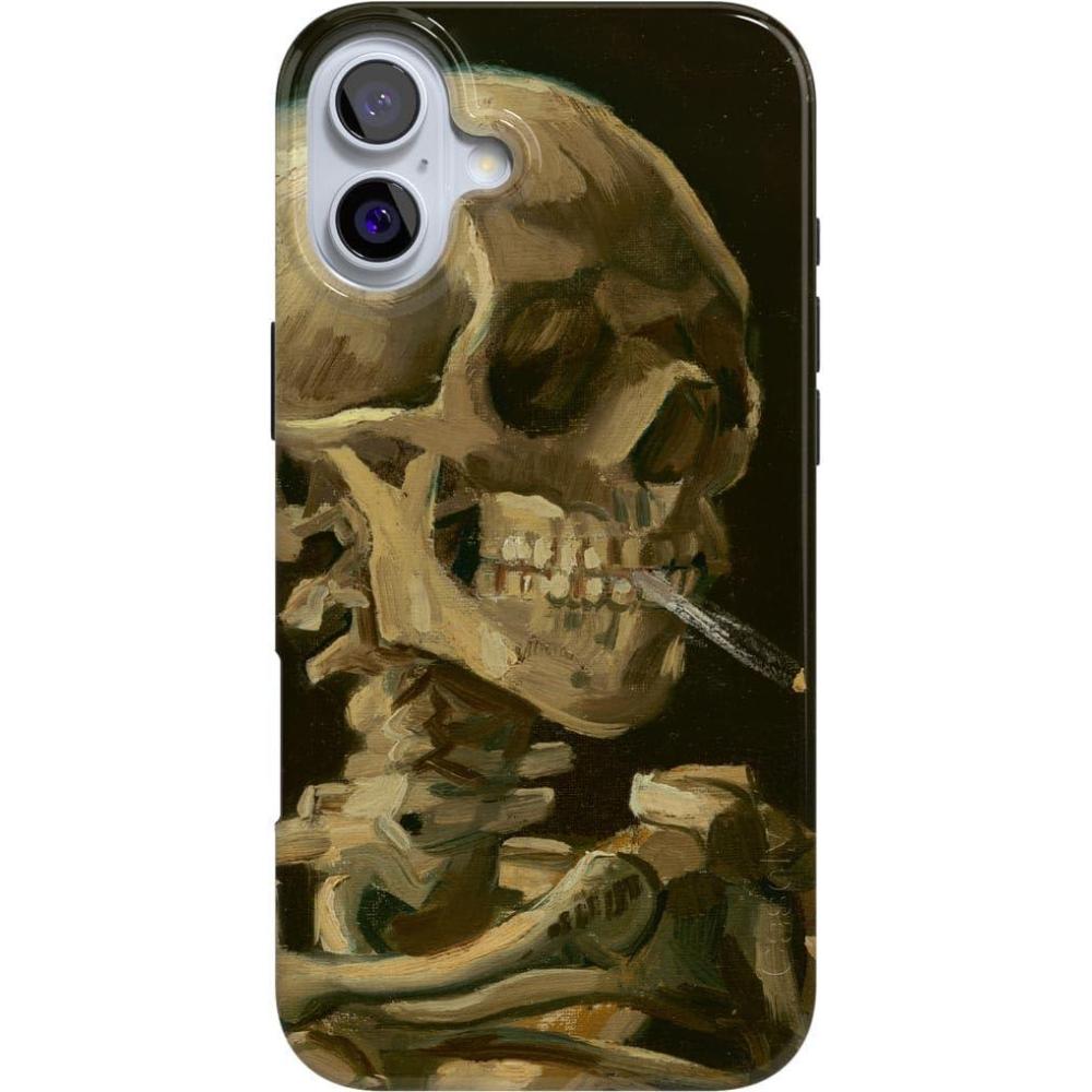 imageCasely iPhone 16 Plus Case  Full Bloom  Navy Floral  Classic Ultra Slim Case Design  Compatible with MagSafeVan Gogh  Skeleton with a Burning Cig