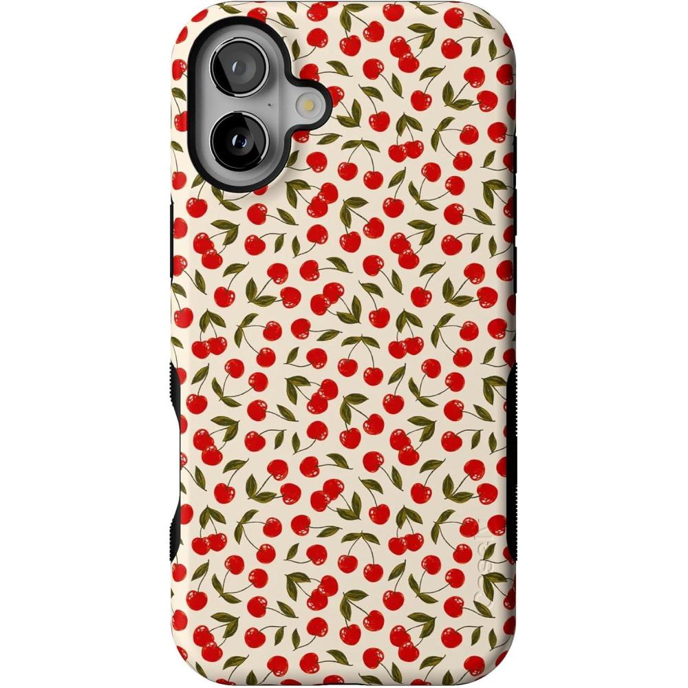 imageCasely iPhone 16 Plus Case  Poppy Meadows  Pastel Floral  Compatible with MagSafe  Bold Protective DesignCherry on Top  Red Cherries