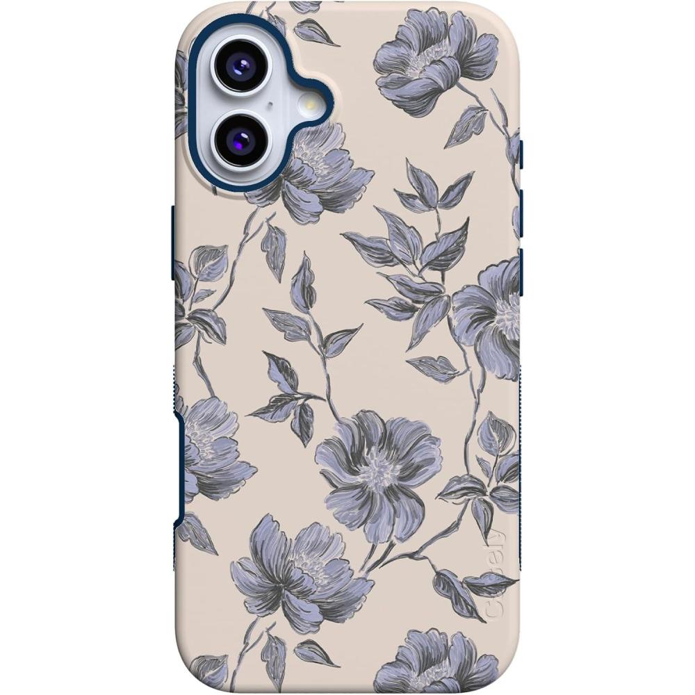 imageCasely iPhone 16 Plus Case  Poppy Meadows  Pastel Floral  Compatible with MagSafe  Bold Protective DesignInk  Iris  Vintage Floral