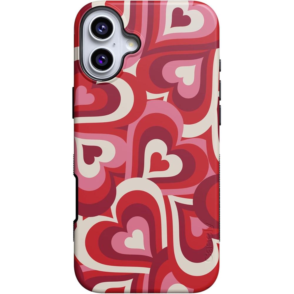 imageCasely iPhone 16 Plus Case  Poppy Meadows  Pastel Floral  Compatible with MagSafe  Bold Protective DesignLove Song Remix  Ombre Hearts