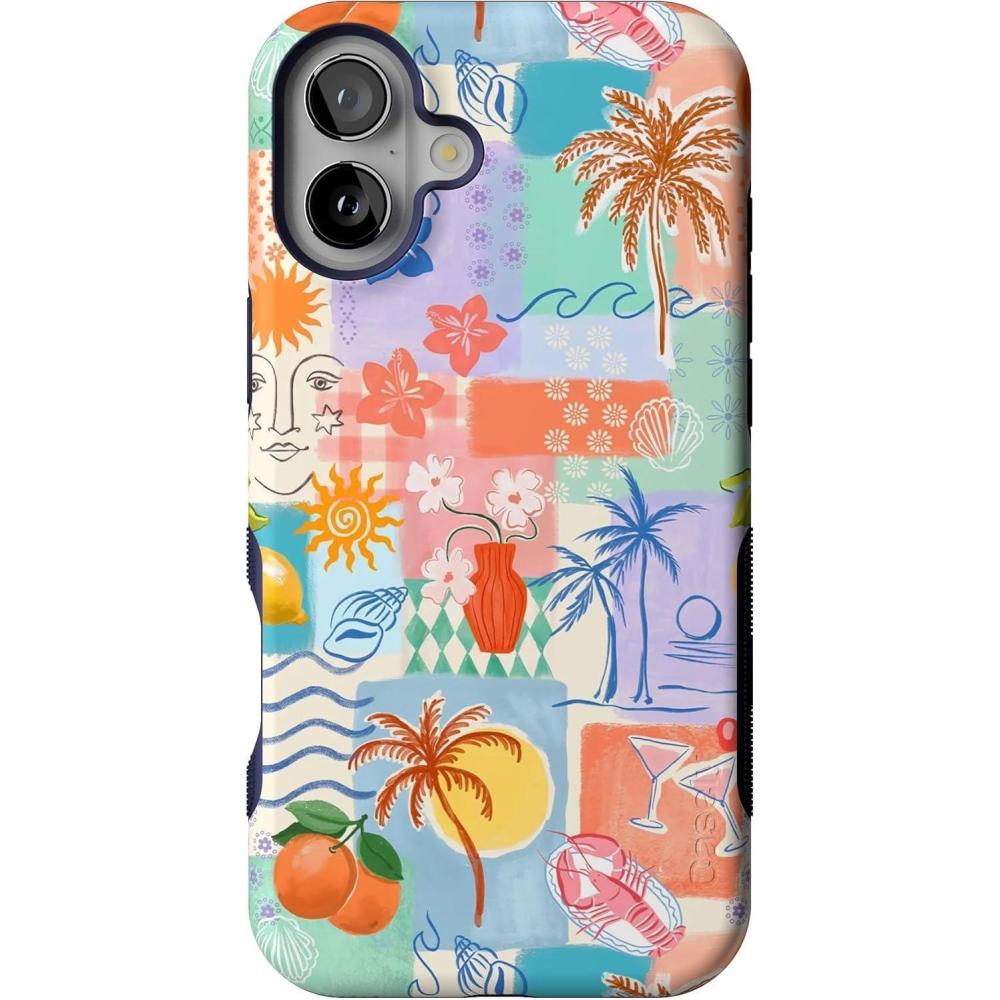 imageCasely iPhone 16 Plus Case  Poppy Meadows  Pastel Floral  Compatible with MagSafe  Bold Protective DesignTropical Heat  Beachy Collage
