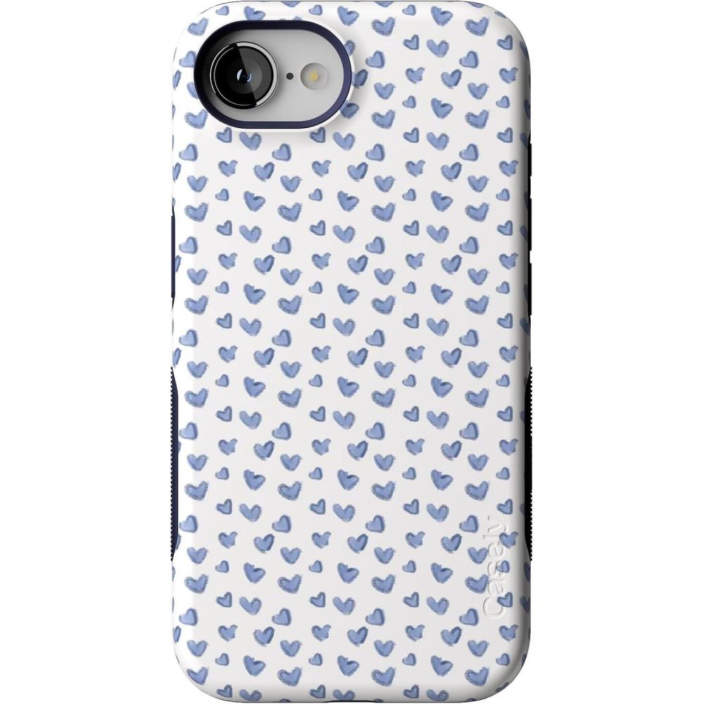 imageCasely iPhone 16e Case  Lovebug  Blue Hearts  Compatible with MagSafe  Bold Protective Design