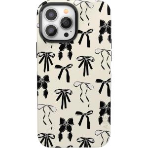 Casely iPhone 13 Pro Max Case | Field of Flowers | Pastel Floral | Compatible with MagSafe | Bold Protective Design(Black Bows Goth Girlie)