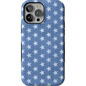 Casely iPhone 13 Pro Max Case | Field of Flowers | Pastel Floral | Compatible with MagSafe | Bold Protective Design(Coastal Blues | Denim Stars)