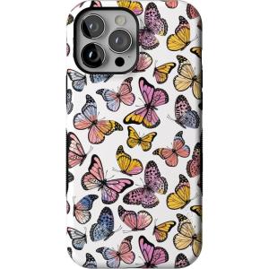Casely iPhone 13 Pro Max Case | Field of Flowers | Pastel Floral | Compatible with MagSafe | Bold Protective Design(Free Spirit | Rainbow Butterfly)