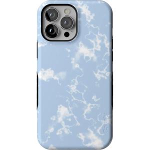 Casely iPhone 13 Pro Max Case | Field of Flowers | Pastel Floral | Compatible with MagSafe | Bold Protective Design(Light Blue Skies Marble Clouds)