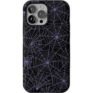 Casely iPhone 13 Pro Max Case | Field of Flowers | Pastel Floral | Compatible with MagSafe | Bold Protective Design(Midnight Web | Spider Web)