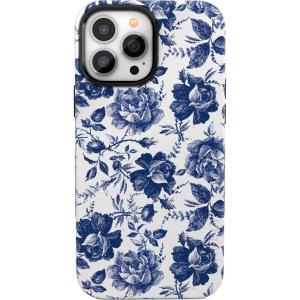 Casely iPhone 13 Pro Max Case | Field of Flowers | Pastel Floral | Compatible with MagSafe | Bold Protective Design(Rose to Fame | Blue & White Rose Floral)