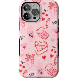 Casely iPhone 13 Pro Max Case | Field of Flowers | Pastel Floral | Compatible with MagSafe | Bold Protective Design(That’s Amore | Valentine’s)
