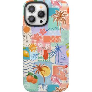 Casely iPhone 13 Pro Max Case | Field of Flowers | Pastel Floral | Compatible with MagSafe | Bold Protective Design(Tropical Heat | Beachy Collage)