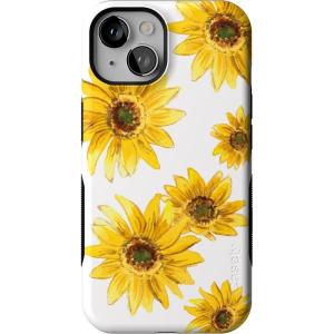 Casely iPhone 14 Case | Blue Awakening | Van Gogh Almond Blossom | Compatible with MagSafe | Bold Protective Design(Golden Garden | Yellow Sunflower)