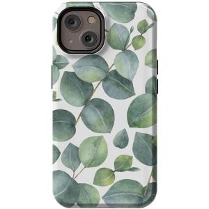 Casely iPhone 14 Case | Blue Awakening | Van Gogh Almond Blossom | Compatible with MagSafe | Bold Protective Design(Leaf Me Alone | Green Floral Print)