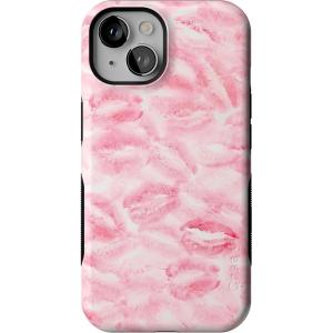 Casely iPhone 14 Case | Blue Awakening | Van Gogh Almond Blossom | Compatible with MagSafe | Bold Protective Design(Sealed with a Kiss | Pink Lipstick)