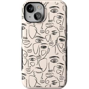 Casely iPhone 14 Case | Blue Awakening | Van Gogh Almond Blossom | Compatible with MagSafe | Bold Protective Design(We’re All Human | Minimal Face Art)