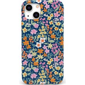 Casely iPhone 14 Case | Hibiscus Blooms | Hawaiian Floral | Compatible with MagSafe | Classic Ultra Slim Design(Full Bloom | Navy Floral)