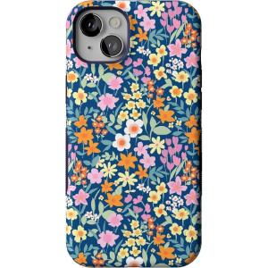 Casely iPhone 14 Plus Case | Cowgirl Canyon | FashionPass x Casely | Bold Protective Case Design | Compatible with MagSafe(Full Bloom | Navy Floral)