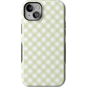 Casely iPhone 14 Plus Case | Cowgirl Canyon | FashionPass x Casely | Bold Protective Case Design | Compatible with MagSafe(Mint Lattice | Sunday Best | Green Gingham)