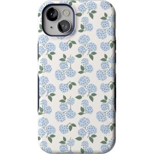 Casely iPhone 14 Plus Case | Cowgirl Canyon | FashionPass x Casely | Bold Protective Case Design | Compatible with MagSafe(Nantucket Cottage | Blue Hydrangea)