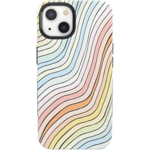 Casely iPhone 14 Plus Case | Cowgirl Canyon | FashionPass x Casely | Bold Protective Case Design | Compatible with MagSafe(Ride The Wave | Pastel Rainbow Lined)