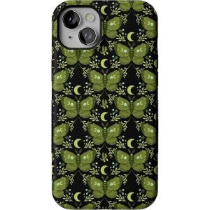 Casely iPhone 14 Plus Case | Mystic Moths | Green Twilight | Compatible with MagSafe | Bold Protective Design